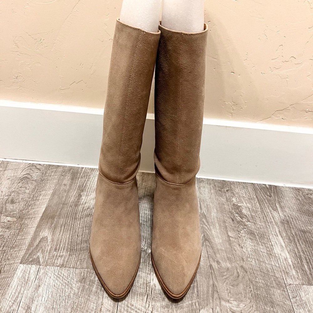 Lucky Brand Fukko Mid Calf Leather Suede Boots 8 - Picture 4 of 7